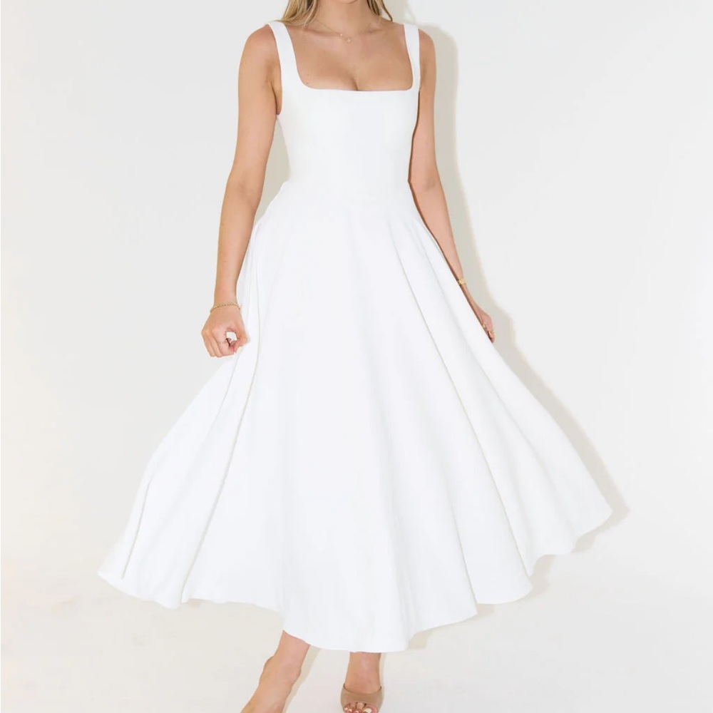 The Ultimate Muse High Waist Square Neck Midi Dress